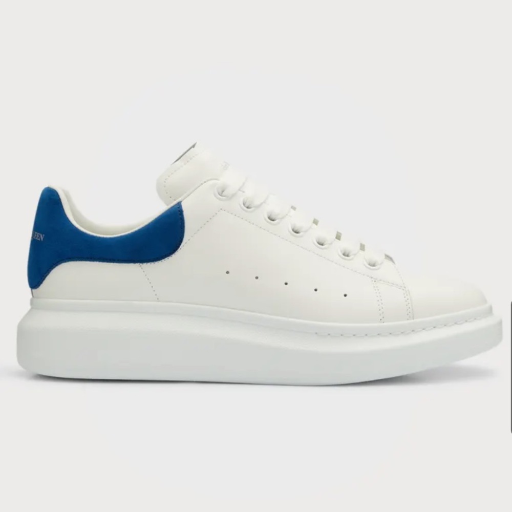 Alexander McQueen Oversized Larry White & Blue Leather Sneaker Size 44 or 11